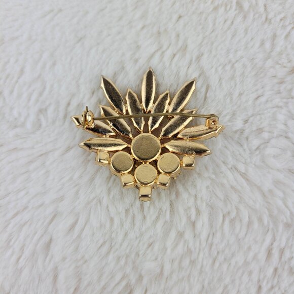 1950's Yellow and Bronze Rhinestone Spray Pin - Picture 4 of 4
